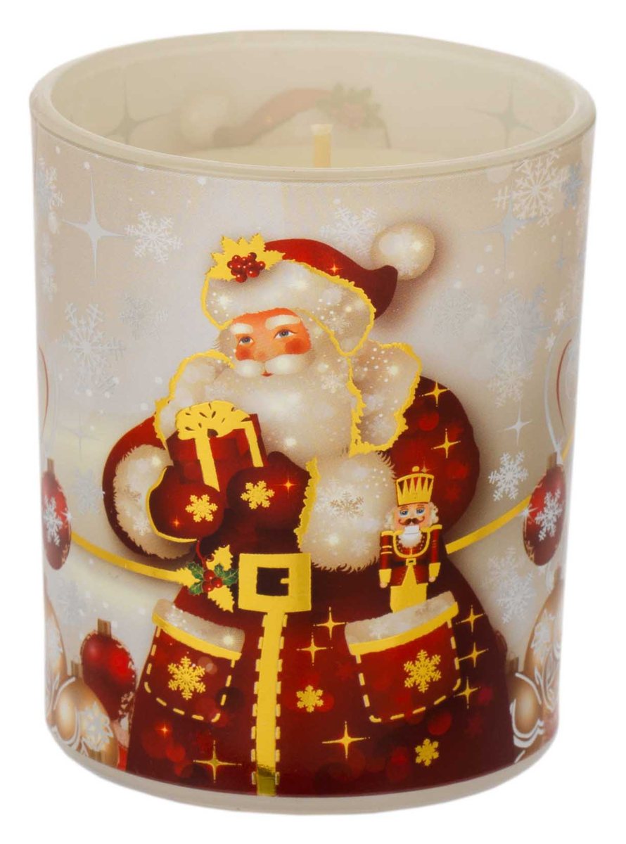 Bicchiere con candela profumata 150gr - babbo natale bianco (fragranza vaniglia)